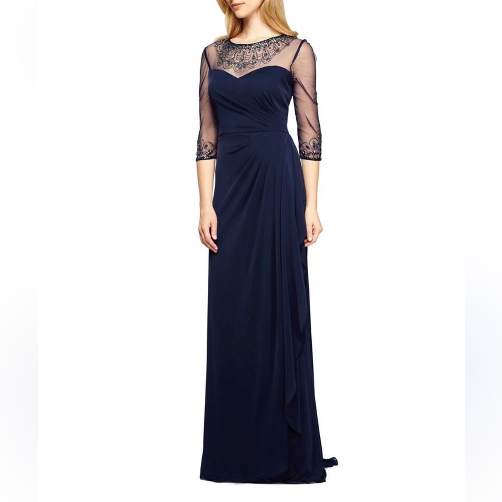 Alex Evenings Joanna Sweetheart Neckline Gown in Dark Navy